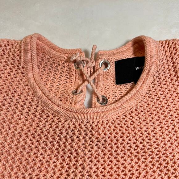 Hurley Open Knit Beach Sweater w/ Lace Up Back Size Large Colorful Casual - Picture 3 of 8